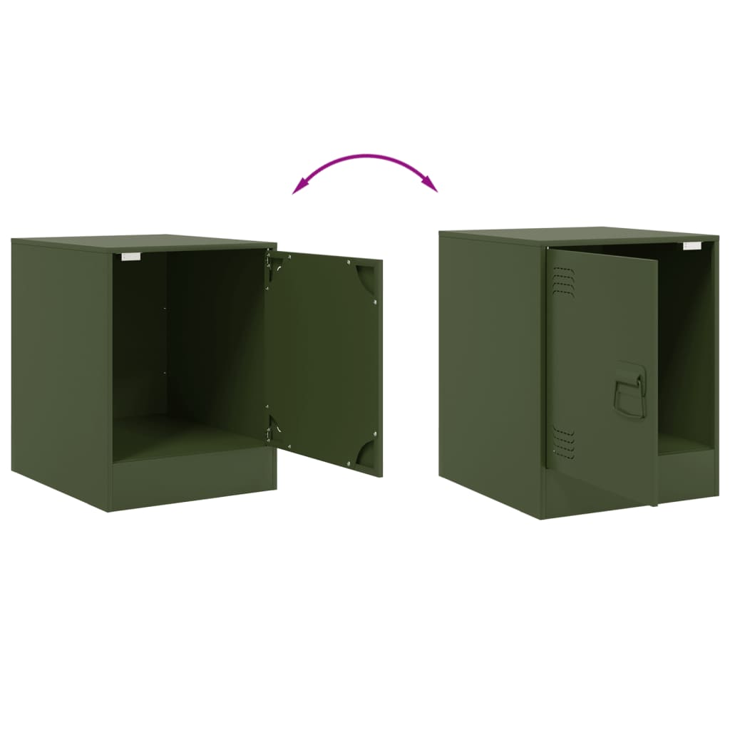 Bedside Cabinets 2 pcs Olive Green 34.5x39x44 cm Steel