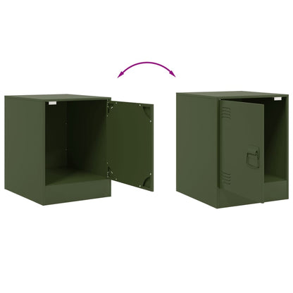 Bedside Cabinets 2 pcs Olive Green 34.5x39x44 cm Steel