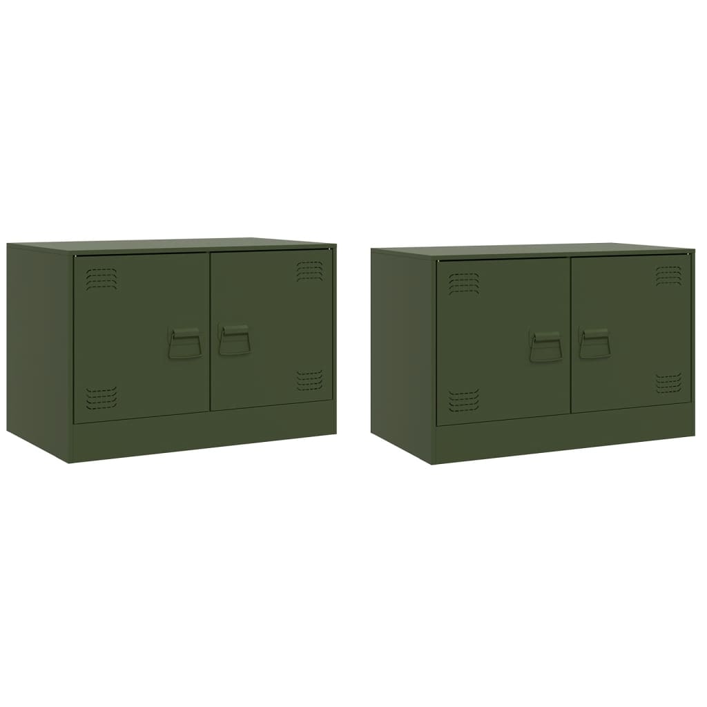 TV Cabinets 2 pcs Olive Green 67x39x44 cm Steel