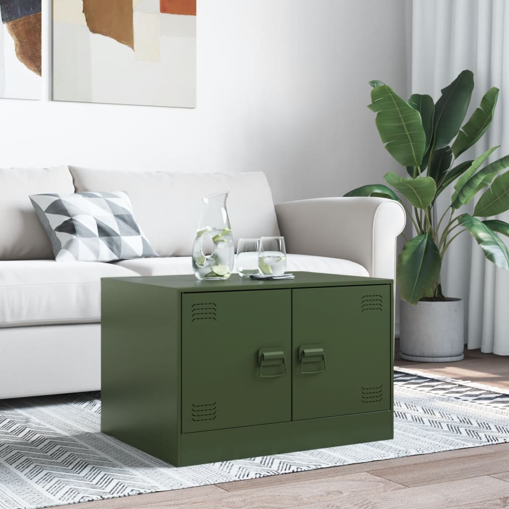 Coffee Table Olive Green 67x50x44 cm Steel