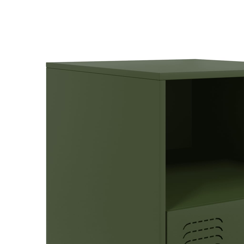 Bedside Cabinet Olive Green 34.5x39x44 cm Steel