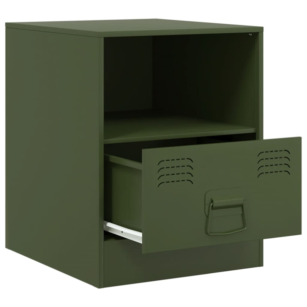 Bedside Cabinets 2 pcs Olive Green 34.5x39x44 cm Steel