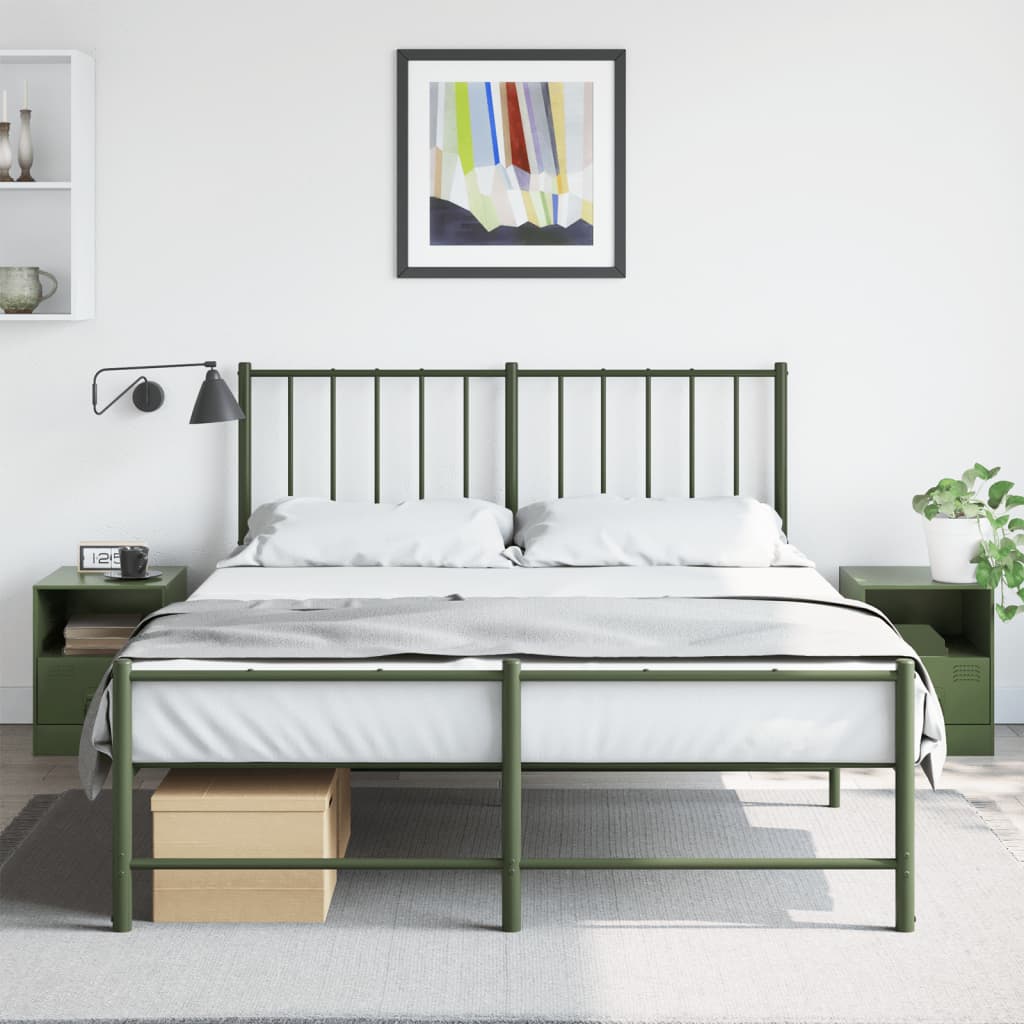 Bedside Cabinets 2 pcs Olive Green 34.5x39x44 cm Steel