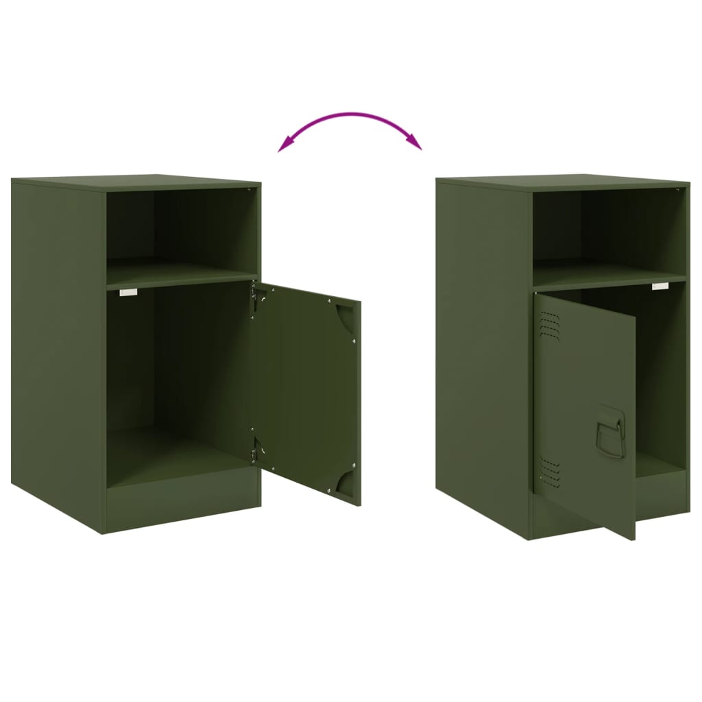 Bedside Cabinet Olive Green 34.5x39x62 cm Steel