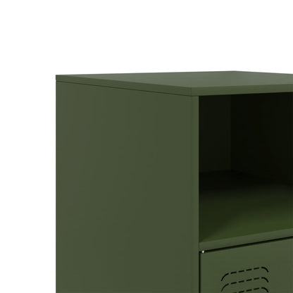 Bedside Cabinet Olive Green 34.5x39x62 cm Steel