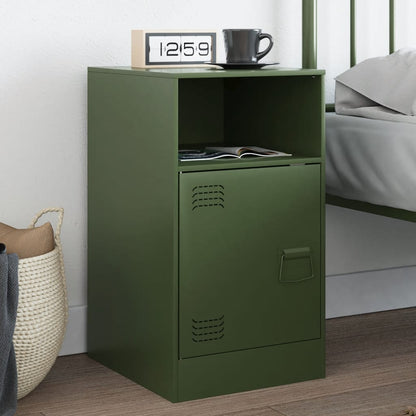 Bedside Cabinet Olive Green 34.5x39x62 cm Steel