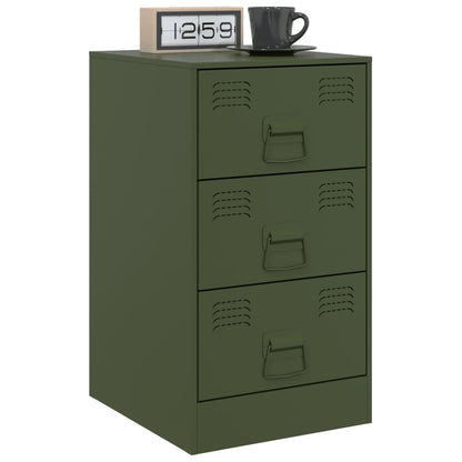 Bedside Cabinet Olive Green 34.5x39x62 cm Steel