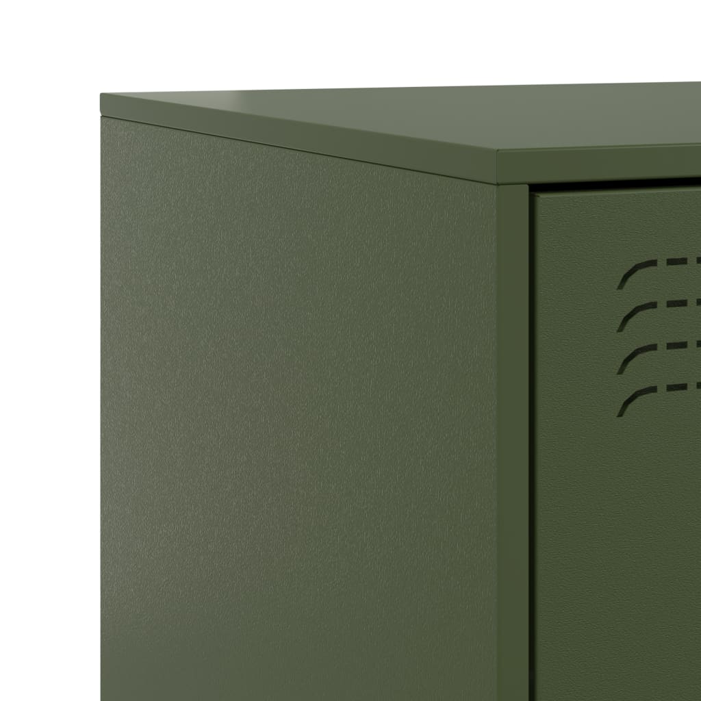 Bedside Cabinet Olive Green 34.5x39x62 cm Steel