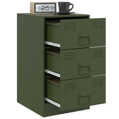 Bedside Cabinets 2 pcs Olive Green 34.5x39x62 cm Steel