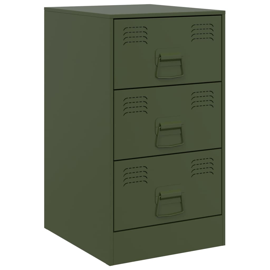 Bedside Cabinets 2 pcs Olive Green 34.5x39x62 cm Steel