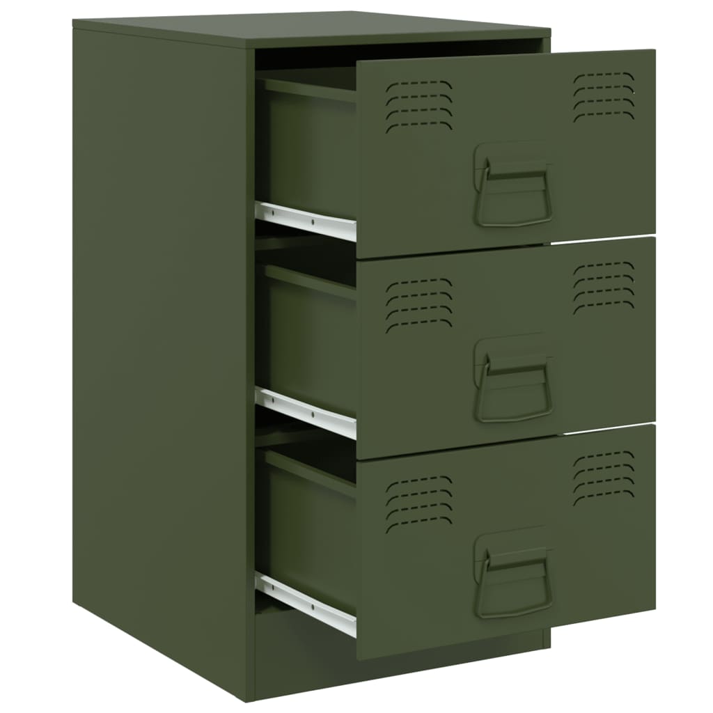 Bedside Cabinets 2 pcs Olive Green 34.5x39x62 cm Steel