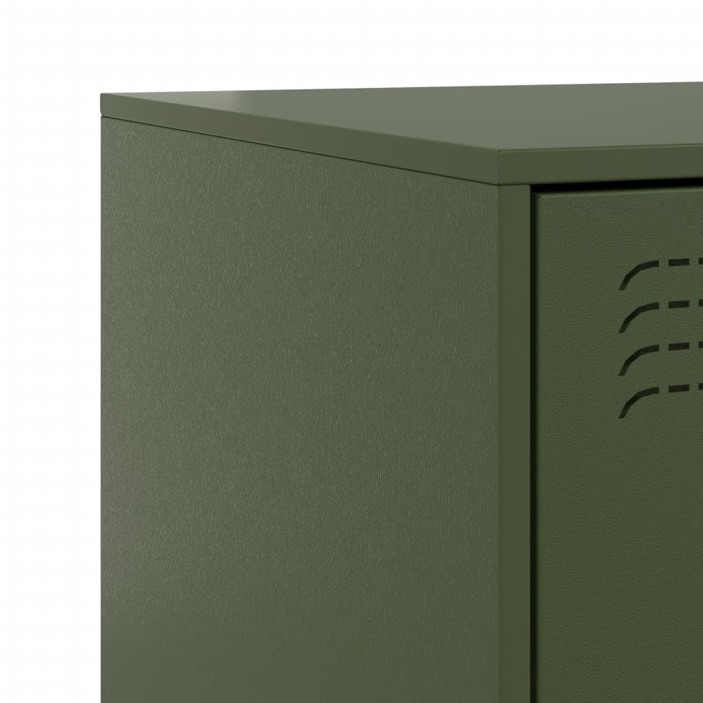 Bedside Cabinets 2 pcs Olive Green 34.5x39x62 cm Steel