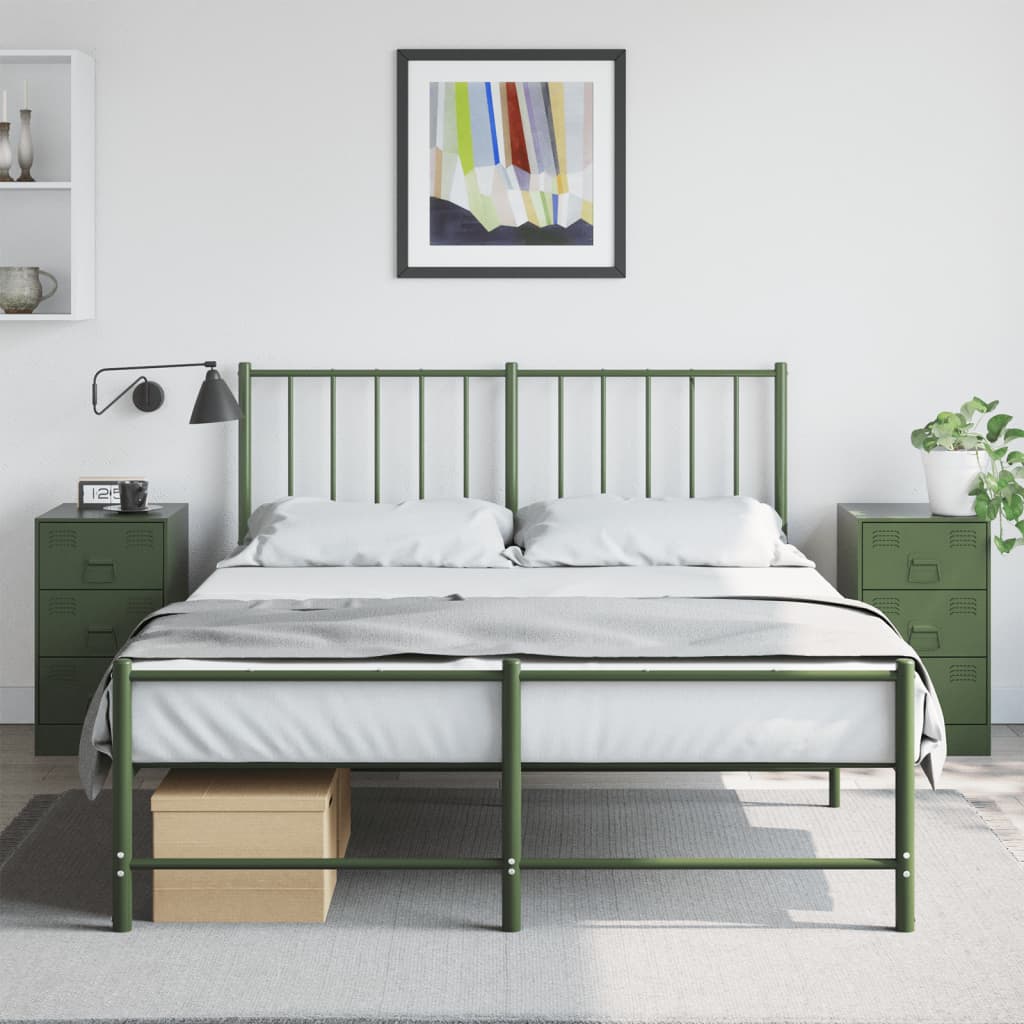 Bedside Cabinets 2 pcs Olive Green 34.5x39x62 cm Steel