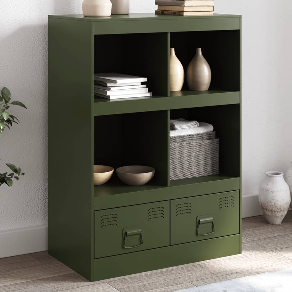 Highboard Olive Green 67x39x95 cm Steel