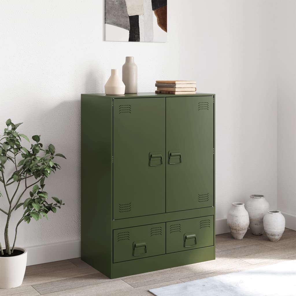 Highboard Olive Green 67x39x95 cm Steel