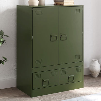 Highboard Olive Green 67x39x95 cm Steel