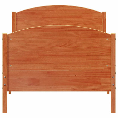 Bed Frame with Headboard Wax Brown 100x200 cm Solid Wood Pine