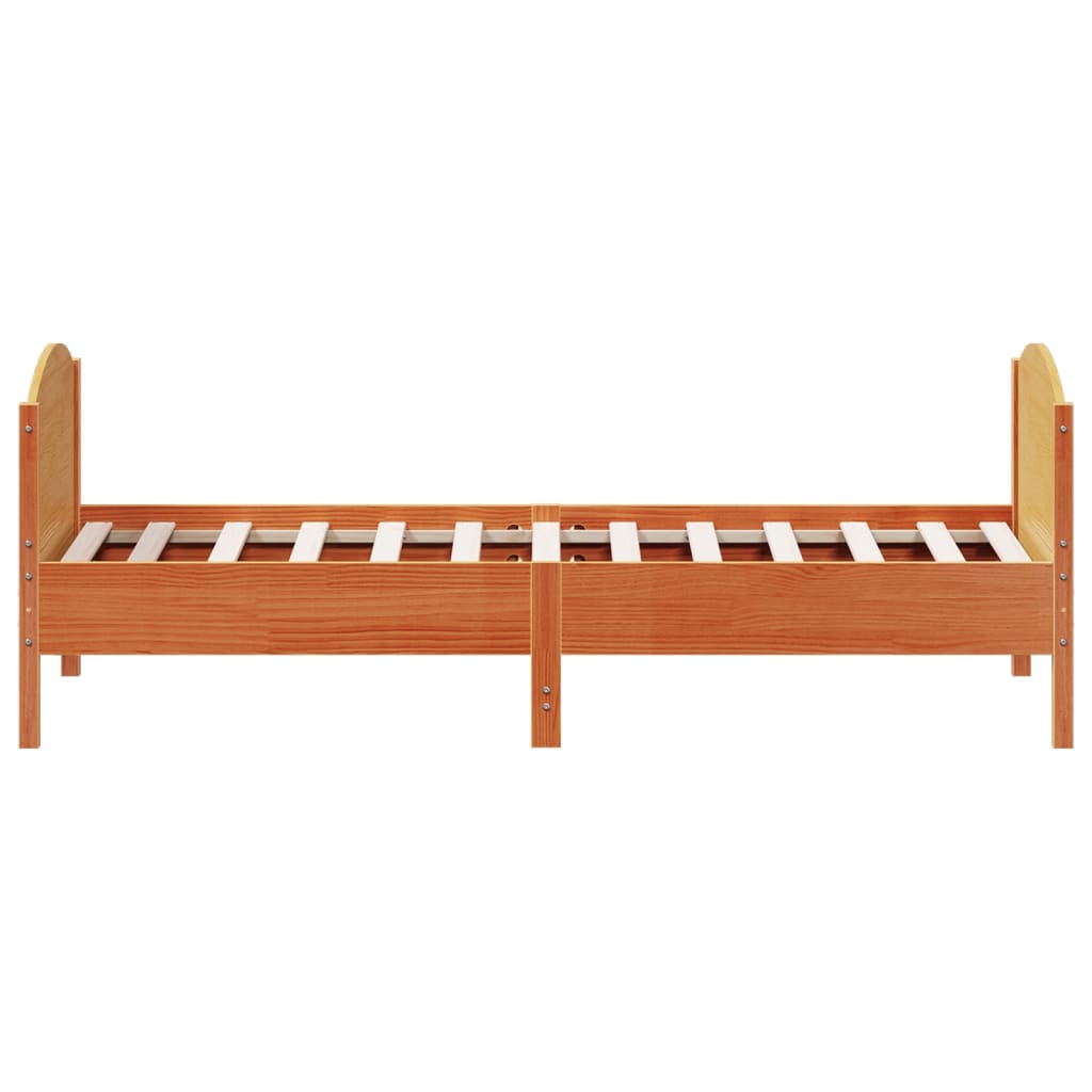 Bed Frame with Headboard Wax Brown 100x200 cm Solid Wood Pine