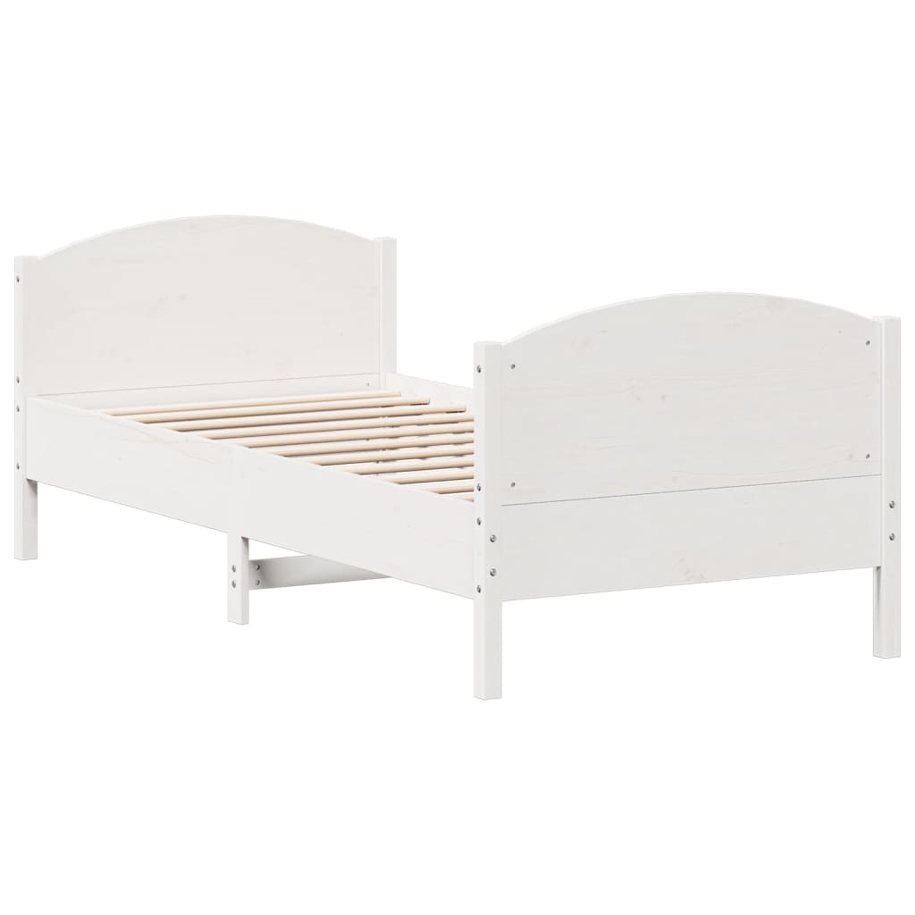 Bed Frame with Headboard White 90x200 cm Solid Wood Pine