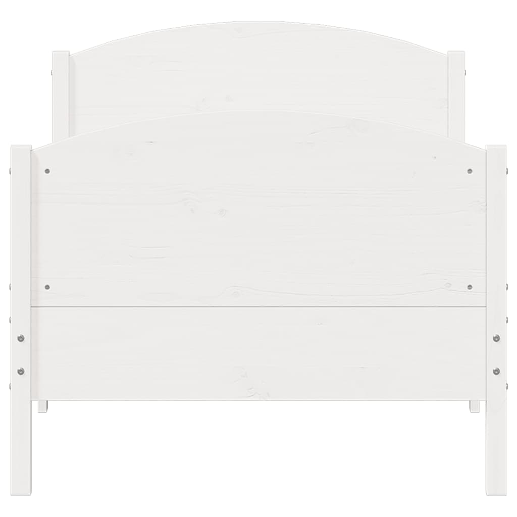 Bed Frame with Headboard White 90x200 cm Solid Wood Pine