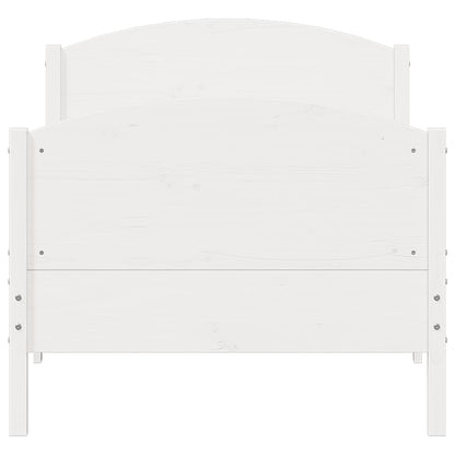 Bed Frame with Headboard White 90x200 cm Solid Wood Pine