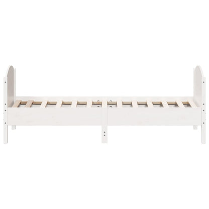 Bed Frame with Headboard White 90x200 cm Solid Wood Pine