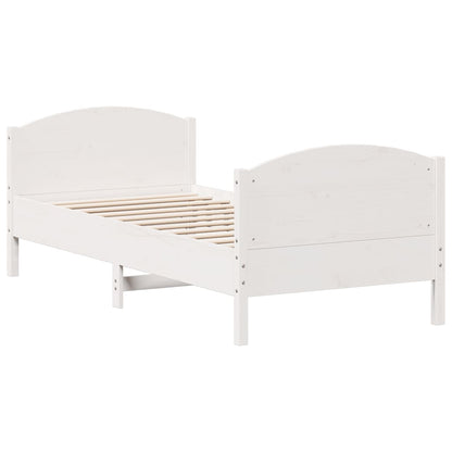 Bed Frame with Headboard White 90x200 cm Solid Wood Pine