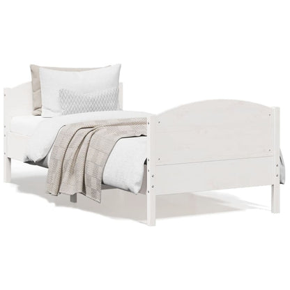 Bed Frame with Headboard White 90x200 cm Solid Wood Pine