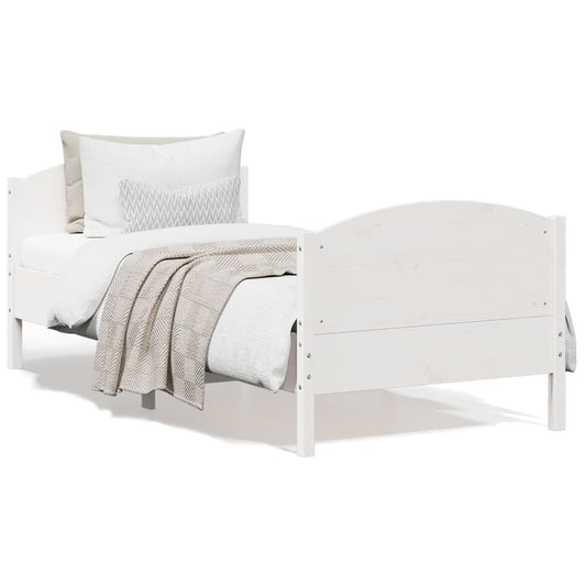 Bed Frame with Headboard White 90x190 cm Single Solid Wood Pine