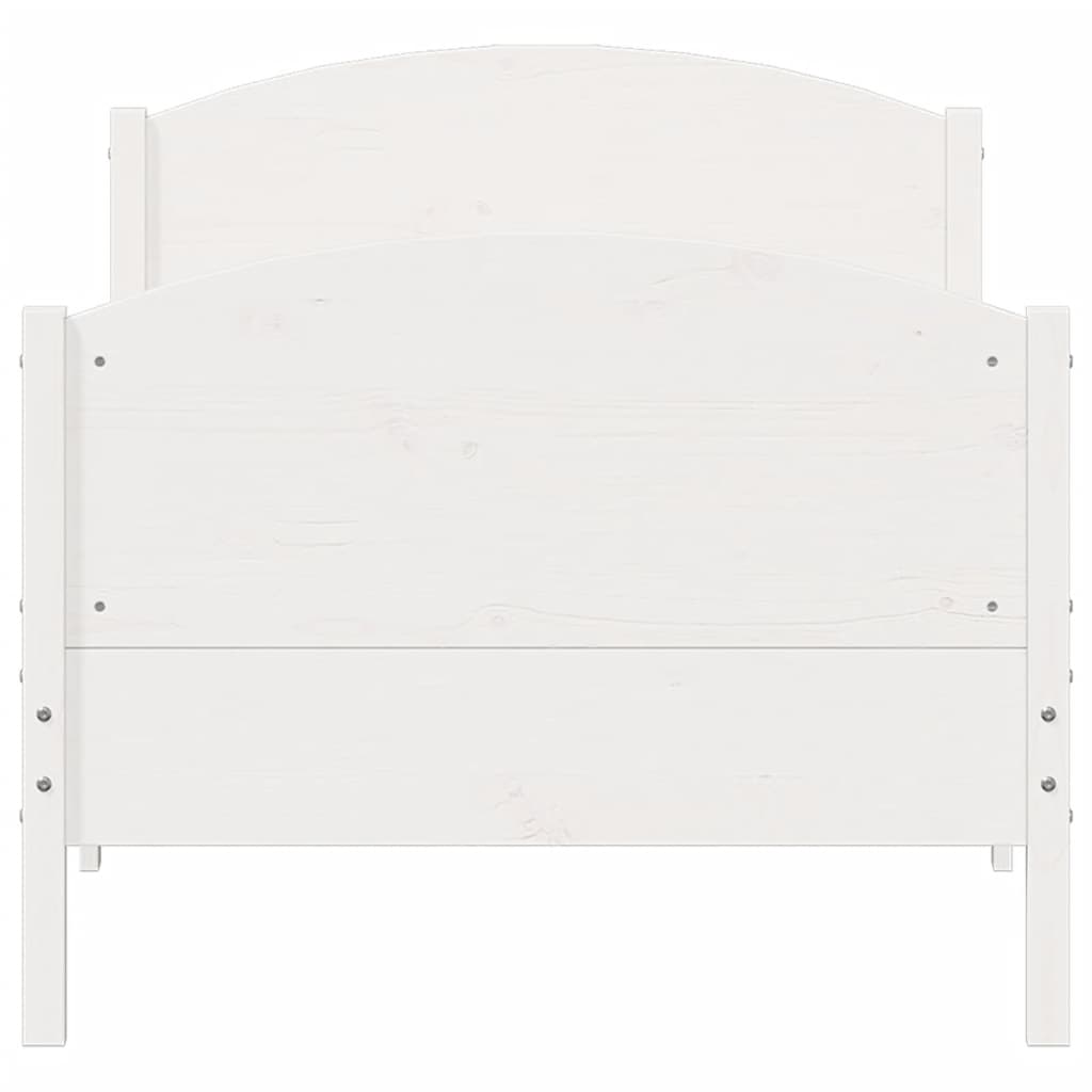 Bed Frame with Headboard White 75x190 cm Small Single Solid Wood Pine