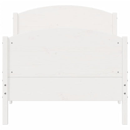 Bed Frame with Headboard White 75x190 cm Small Single Solid Wood Pine