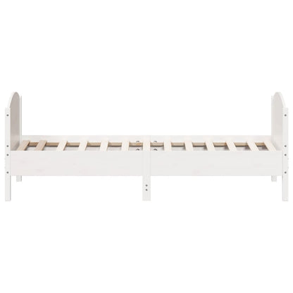 Bed Frame with Headboard White 75x190 cm Small Single Solid Wood Pine