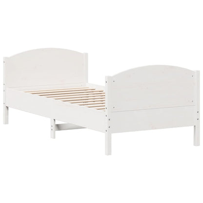 Bed Frame with Headboard White 75x190 cm Small Single Solid Wood Pine