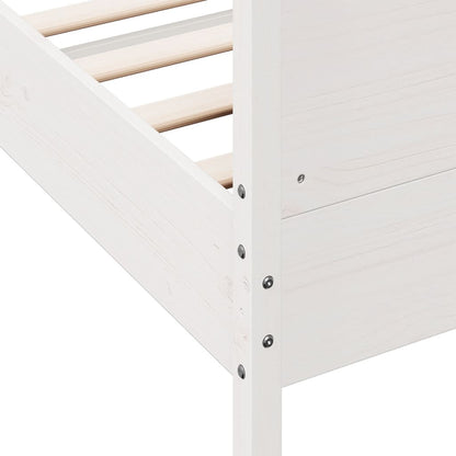 Bed Frame with Headboard White 75x190 cm Small Single Solid Wood Pine