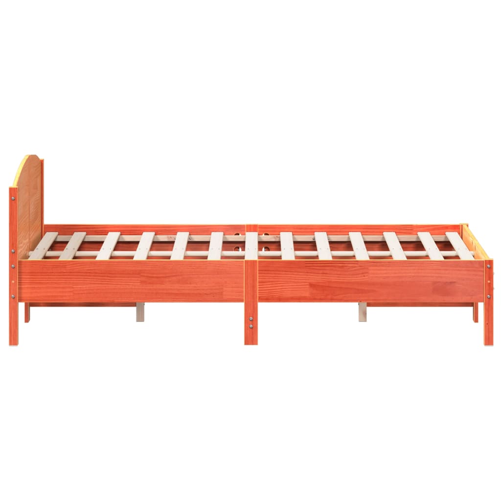 Bed Frame with Headboard Wax Brown 140x200 cm Solid Wood Pine