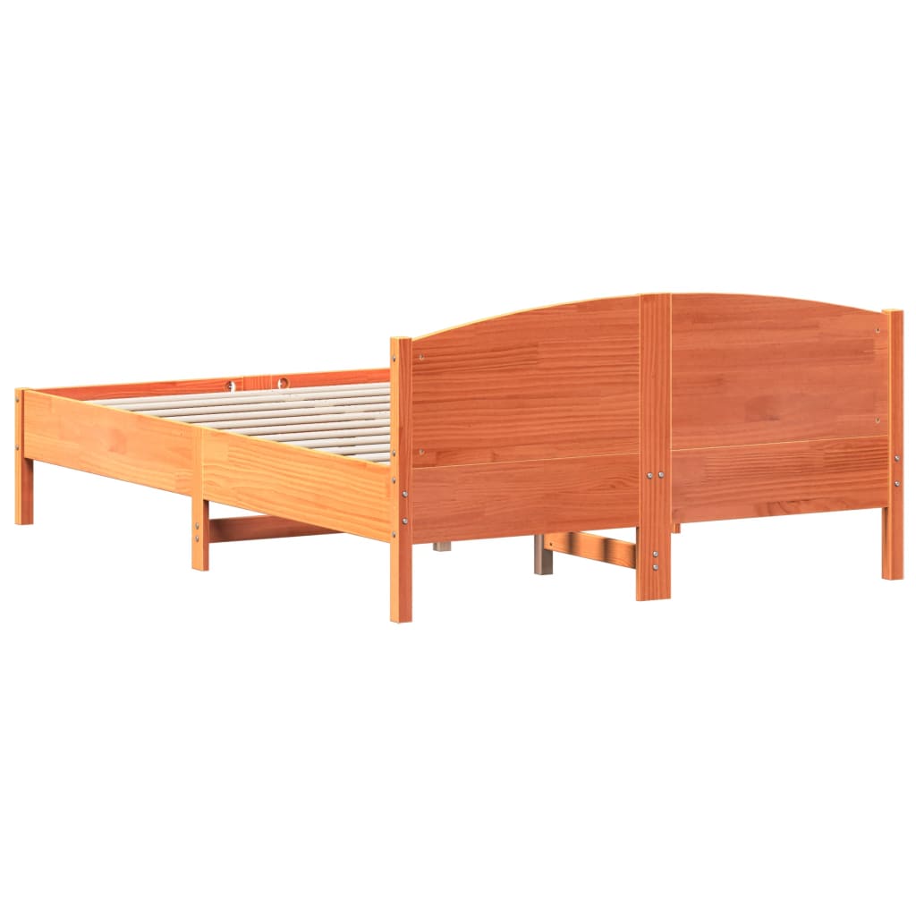 Bed Frame with Headboard Wax Brown 140x200 cm Solid Wood Pine