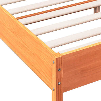 Bed Frame with Headboard Wax Brown 140x200 cm Solid Wood Pine