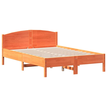 Bed Frame with Headboard Wax Brown 120x190 cm Small Double Solid Wood Pine