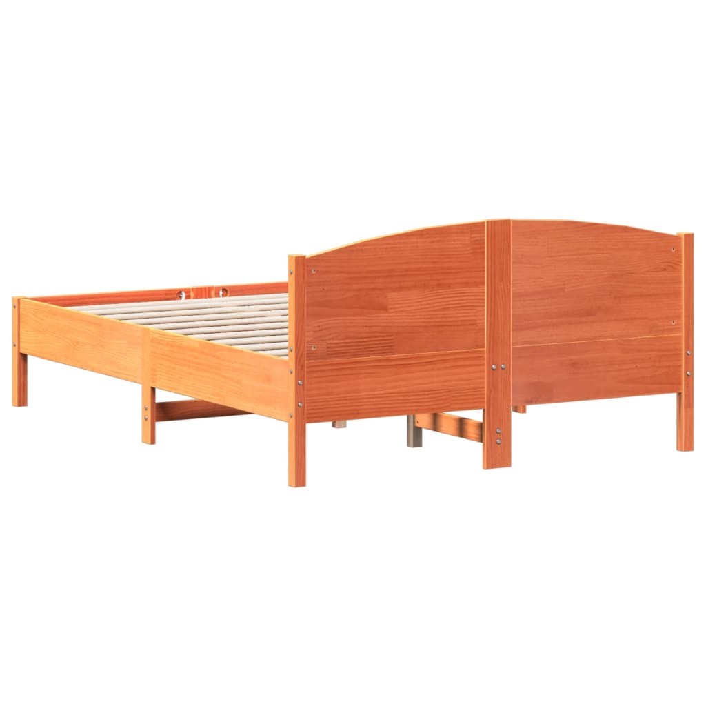 Bed Frame with Headboard Wax Brown 120x190 cm Small Double Solid Wood Pine