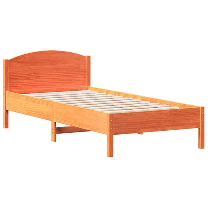 Bed Frame with Headboard Wax Brown 100x200 cm Solid Wood Pine