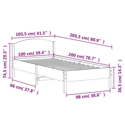 Bed Frame with Headboard Wax Brown 100x200 cm Solid Wood Pine