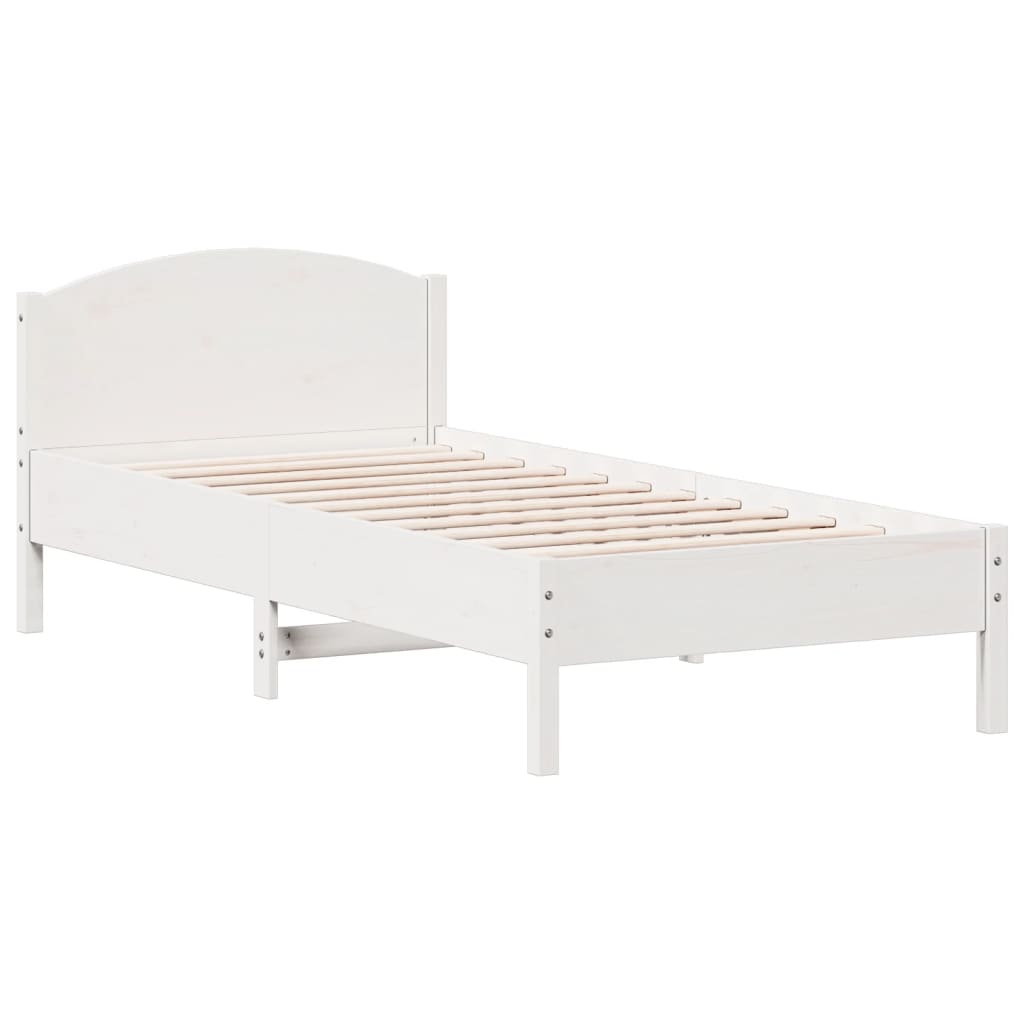 Bed Frame with Headboard White 90x200 cm Solid Wood Pine