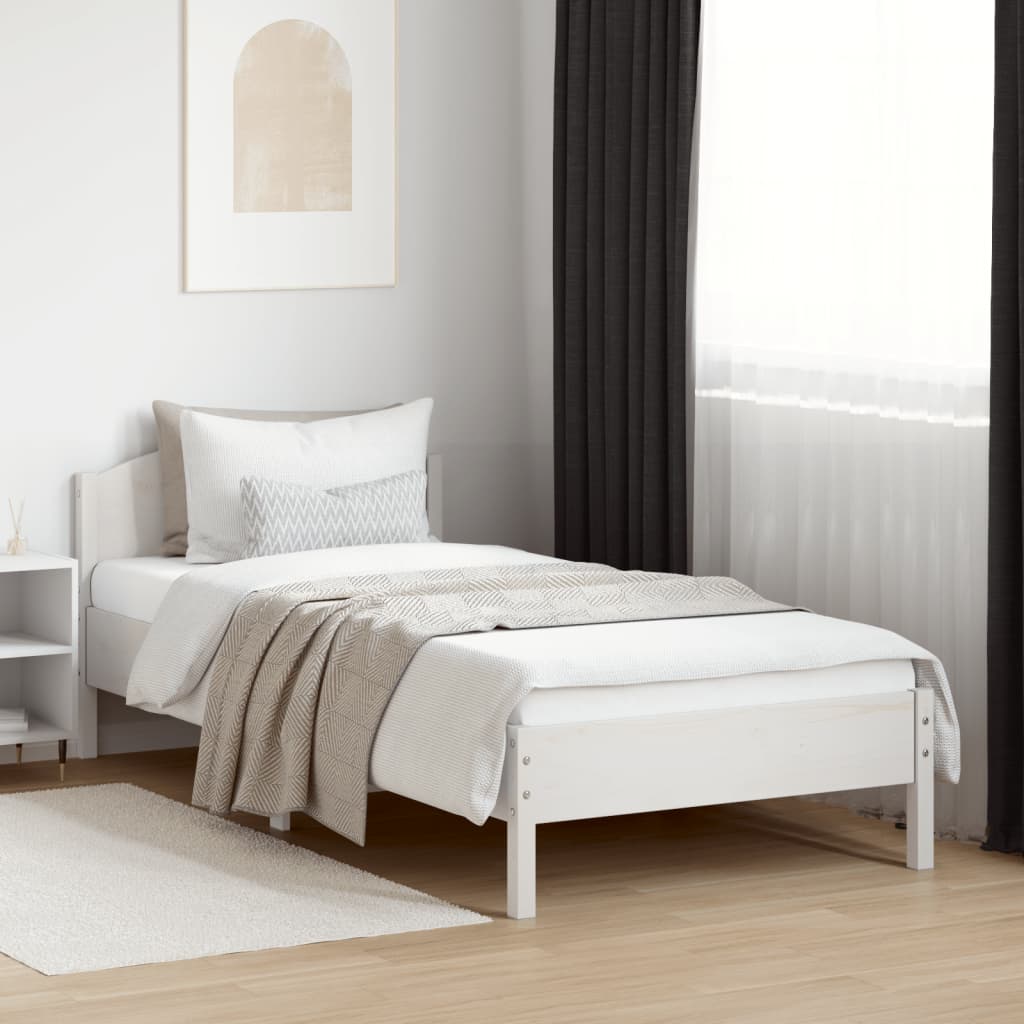 Bed Frame with Headboard White 90x200 cm Solid Wood Pine