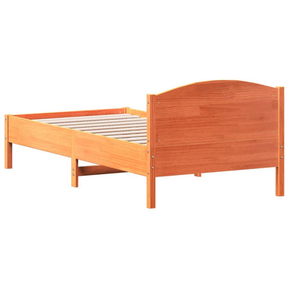 Bed Frame with Headboard Wax Brown 75x190 cm Small Single Solid Wood Pine