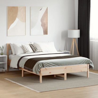 Bed Frame with Headboard 150x200 cm King Size Solid Wood Pine