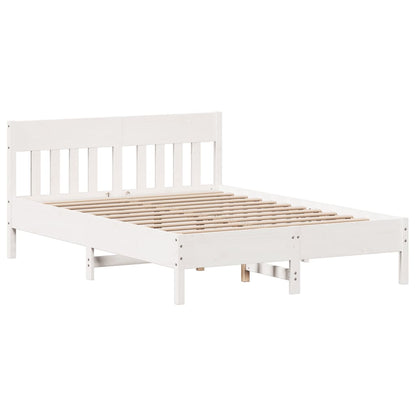 Bed Frame without Mattress White 150x200 cm King Size Solid Wood Pine