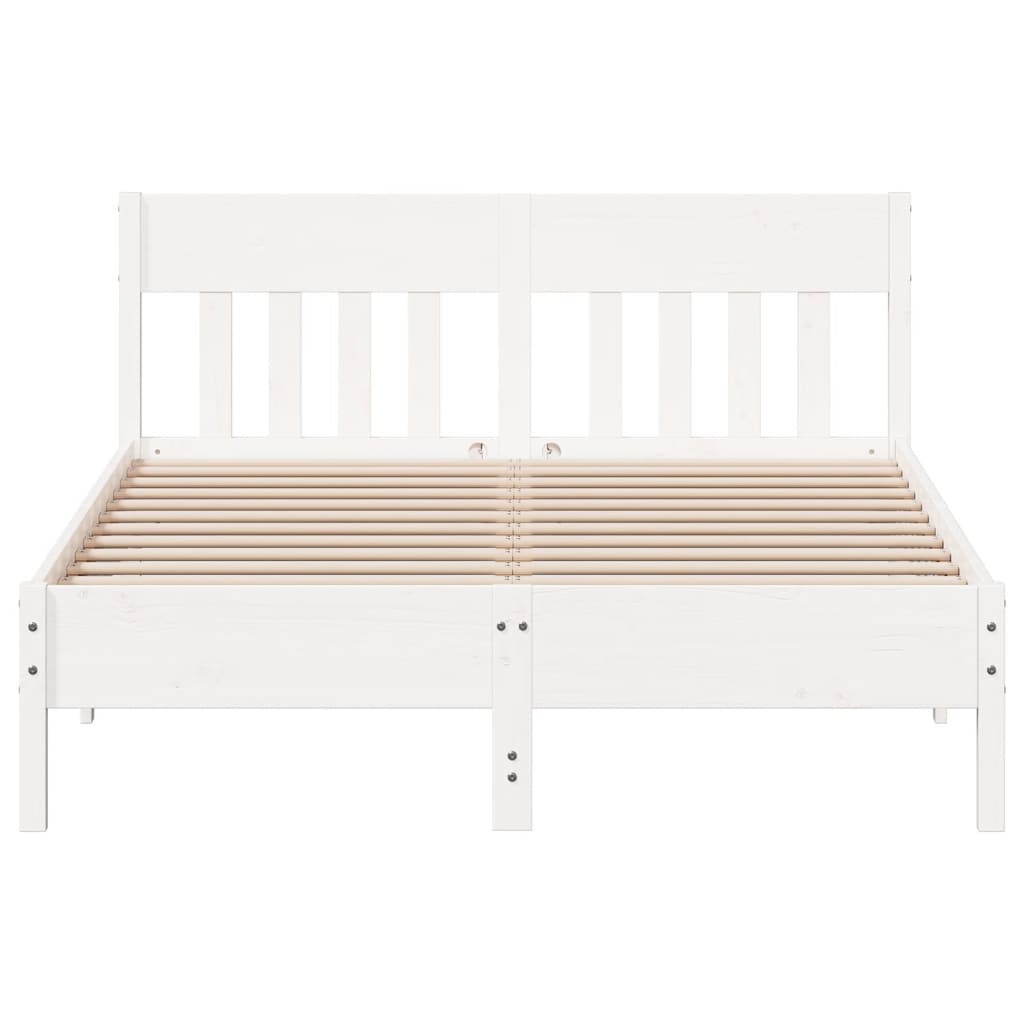 Bed Frame without Mattress White 150x200 cm King Size Solid Wood Pine