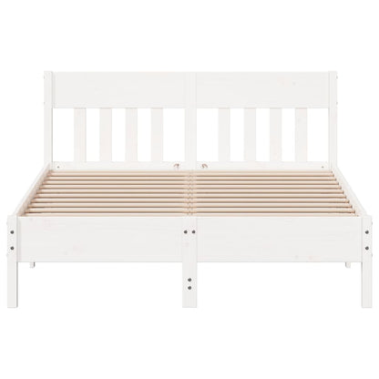 Bed Frame without Mattress White 150x200 cm King Size Solid Wood Pine