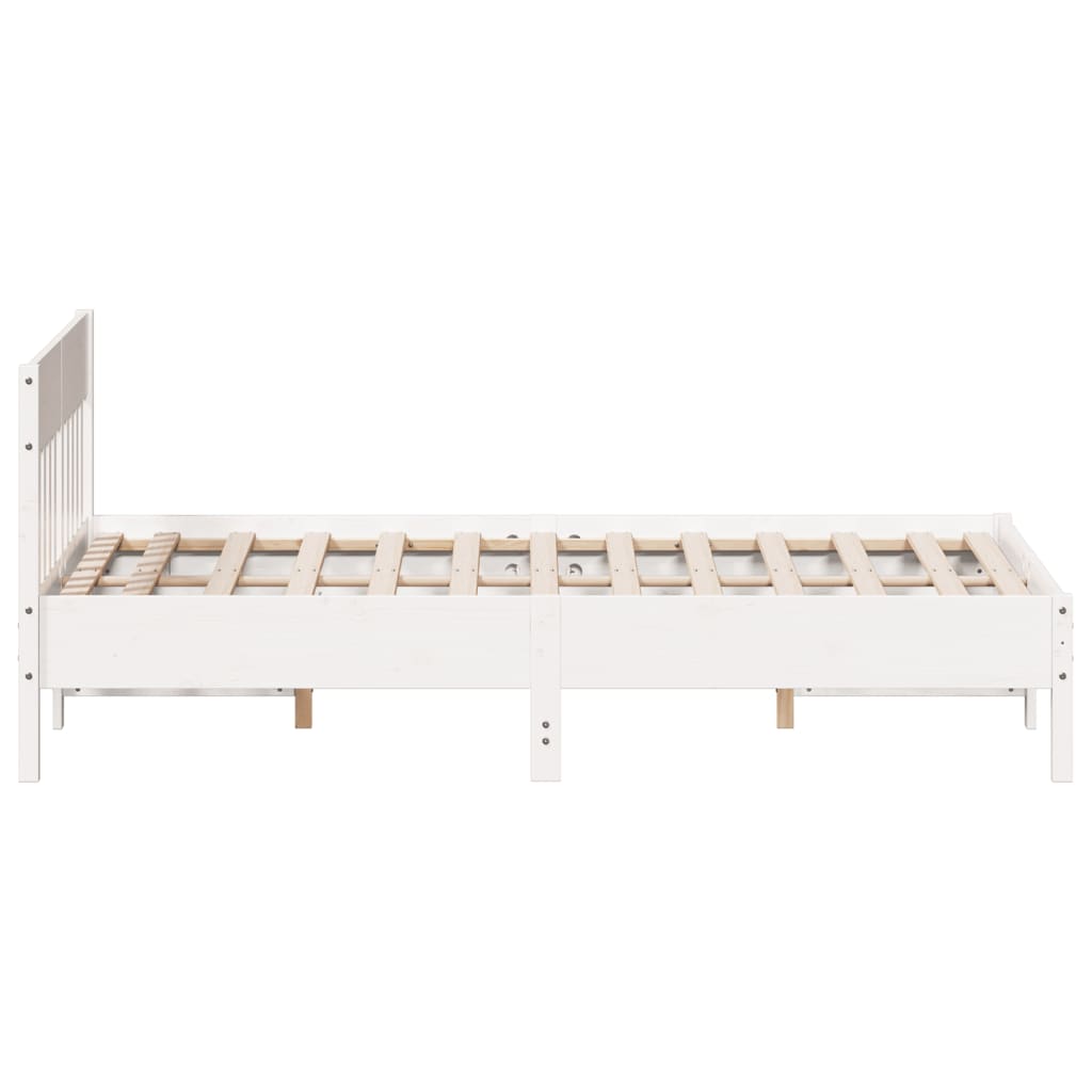 Bed Frame without Mattress White 150x200 cm King Size Solid Wood Pine