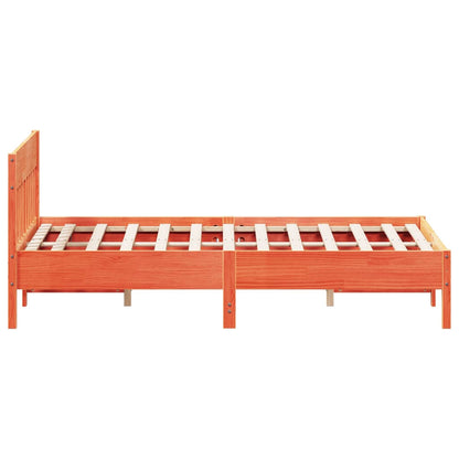 Bed Frame with Headboard Wax Brown 150x200 cm King Size Solid Wood Pine